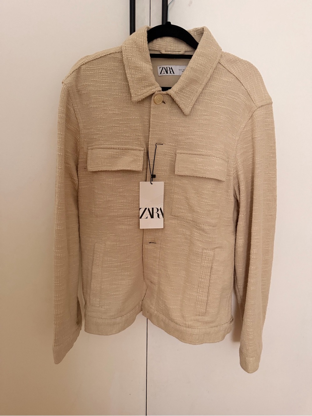 Zara Men’s Beige Textured Overshirt Jacket